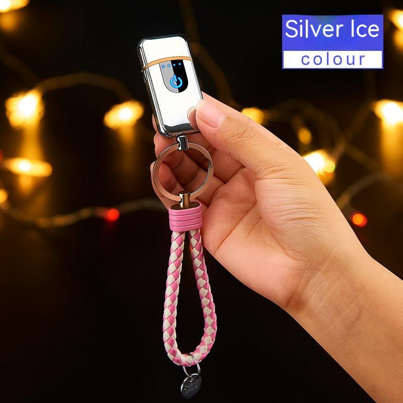 USB Keychain Touch Charging Windproof Electronic Cigarette Lighter